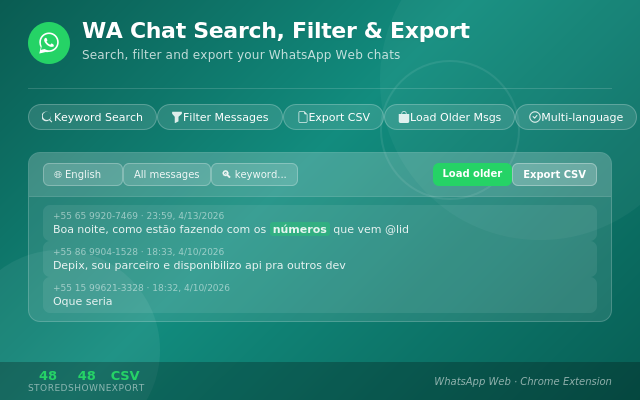 WA Chat Search, Filter & Export screenshot